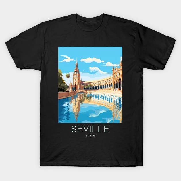 A Pop Art Travel Print of Seville - Spain T-Shirt by Studio Red Koala